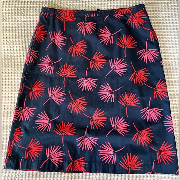 Boden NWOT  Navy Printed Palm ALine Cotton Skirt, fully lined, 4R, MSRP $89 - Picture 2 of 8